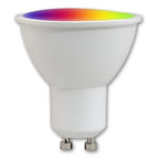 Witte GU10 LED-lamp met RGB-lichtkleuren op de bovenkant