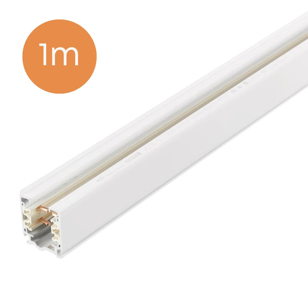 Witte 3-fase spanningsrail van 1 meter, losse rail