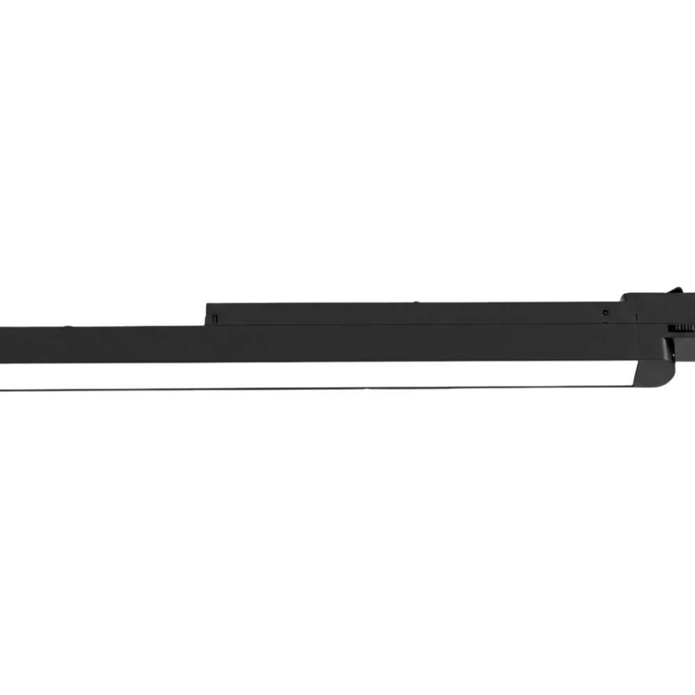 Zwarte LED-lichtbalk voor 3-fase rail, 65 cm, lange module met zijprofiel