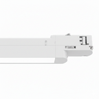Witte 3-fase LED-lichtlijn met zichtbare klemmen en aansluitstuk aan het uiteinde
