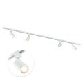 Witte 200 cm railverlichting met 4 GU10 spots aan plafondrail