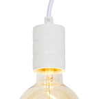 Witte E27-adapterhouder met kabel en open fitting rondom de lampvoet