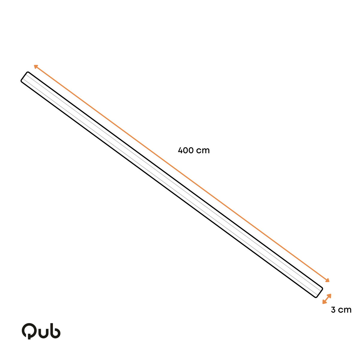 Witte 3-fase spanningsrail opbouw, lengte 400 cm en breedte 3 cm, losse rail
