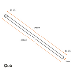 Zwarte 3-fase spanningsrail, afmetingen 300 cm lang, 6,7×0,3×3 cm (Qub)