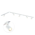 Witte plafondrailverlichting met vijf GU10 spots, 300 cm lange armatuur