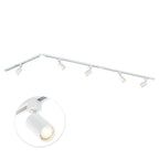 Witte plafondrailverlichting met vijf GU10 spots, 300 cm lange armatuur