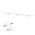 Witte railverlichting set met drie kantelbare GU10 spots op een 300 cm rail