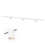 Witte railverlichting set met drie kantelbare GU10 spots op een 300 cm rail