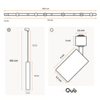Afmetingen van zwarte 400 cm railspotlamp met drie spots