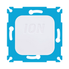 ION wifi-dimmer frontpaneel met wit frame en ION-logo op blauwe onderplaat