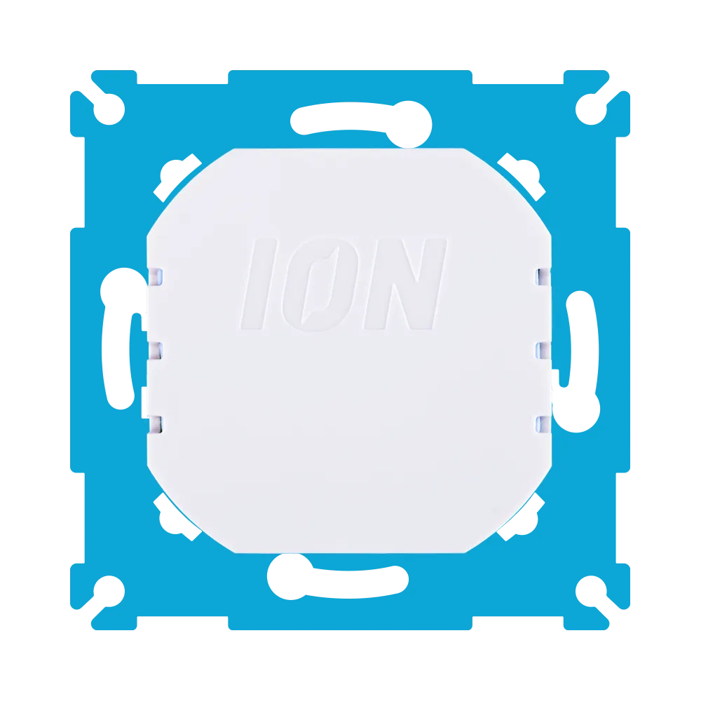 Witte achterzijde van ION led-dimmer met centrale ION-markering