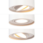 Witte railspots met ronde ringen en warm wit licht