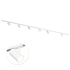 Witte 6-spot railverlichting met GU10 inbouwspots op een 400 cm rail
