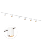 Witte GU10 railspot met ronde front en warm wit licht