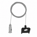 Pendelset voor railverlichting met metalen plafondkap en zwarte railadapter, kabel met lus
