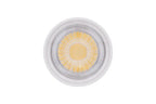 LED-lichtbron GU10 frontaanzicht met zichtbare LED-module in reflectieschaal