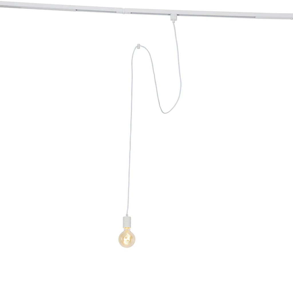 Hanglamp-adapterset met witte kabel en E27-fitting, met zichtbare gloeilamp
