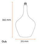 Hanglampafmetingen: 365 mm hoogte en 215 mm breedte, fitting inbegrepen