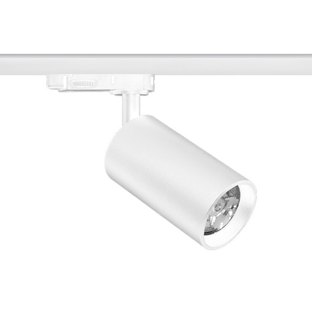 Witte 3-fase railspot met GU10-fitting en ronde spotkop
