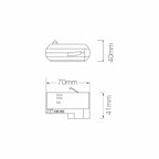 Quadra 3-fase hanglampadapter wit, maatvoering 70×40 mm tekening