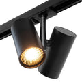 Dubbele GU10 railspot, zwarte spots met warm wit licht en verstelbare kappen