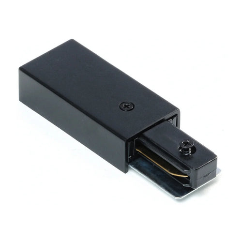 zwarte eindvoedingsconnector met open stekker en gouden contacten