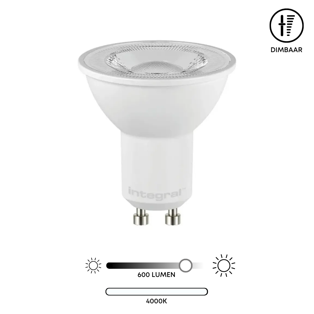 Dimbare GU10 LED-lamp met neutraal wit licht, ronde reflector en twee pennen