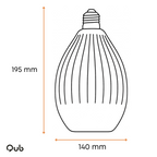 Druppelvormige hanglamp van geribbeld glas, 195 mm hoog, 140 mm breed