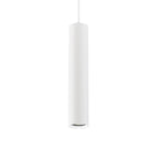 Witte hangbuislamp met GU10 fitting voor rail, korte cilindervormige behuizing