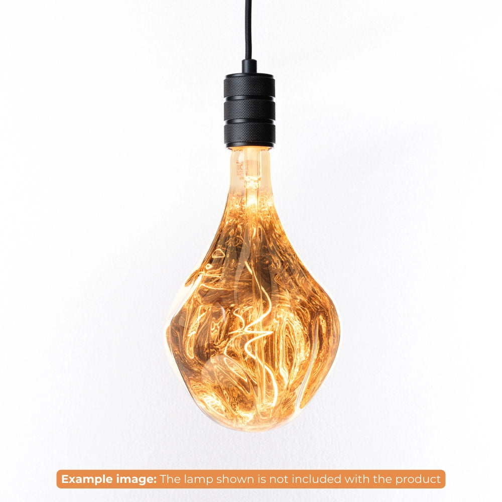 Zwarte E27-fitting met kabel en amberkleurige gloeilamp