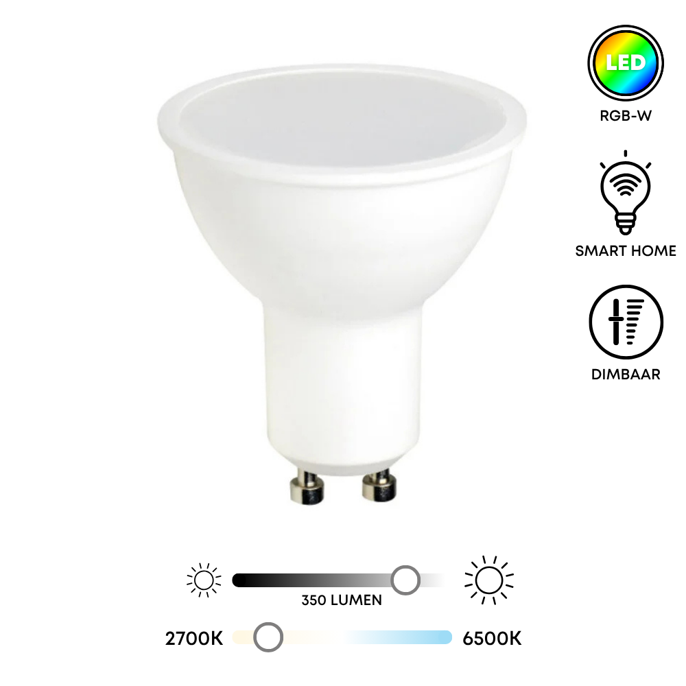 Witte GU10 LED-lamp met ronde reflector en tweepins voet