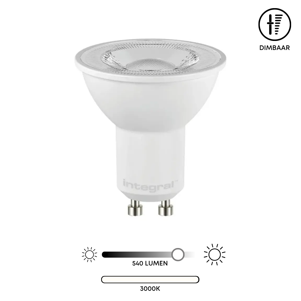 LED-lichtbron GU10 met warmwit licht, dimbaar; 540 lumen, 3000K