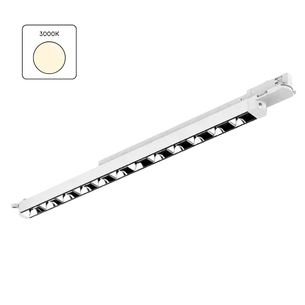 Witte lineaire LED reflector met meerdere LEDs, 65 cm, 3-fase, 3000K
