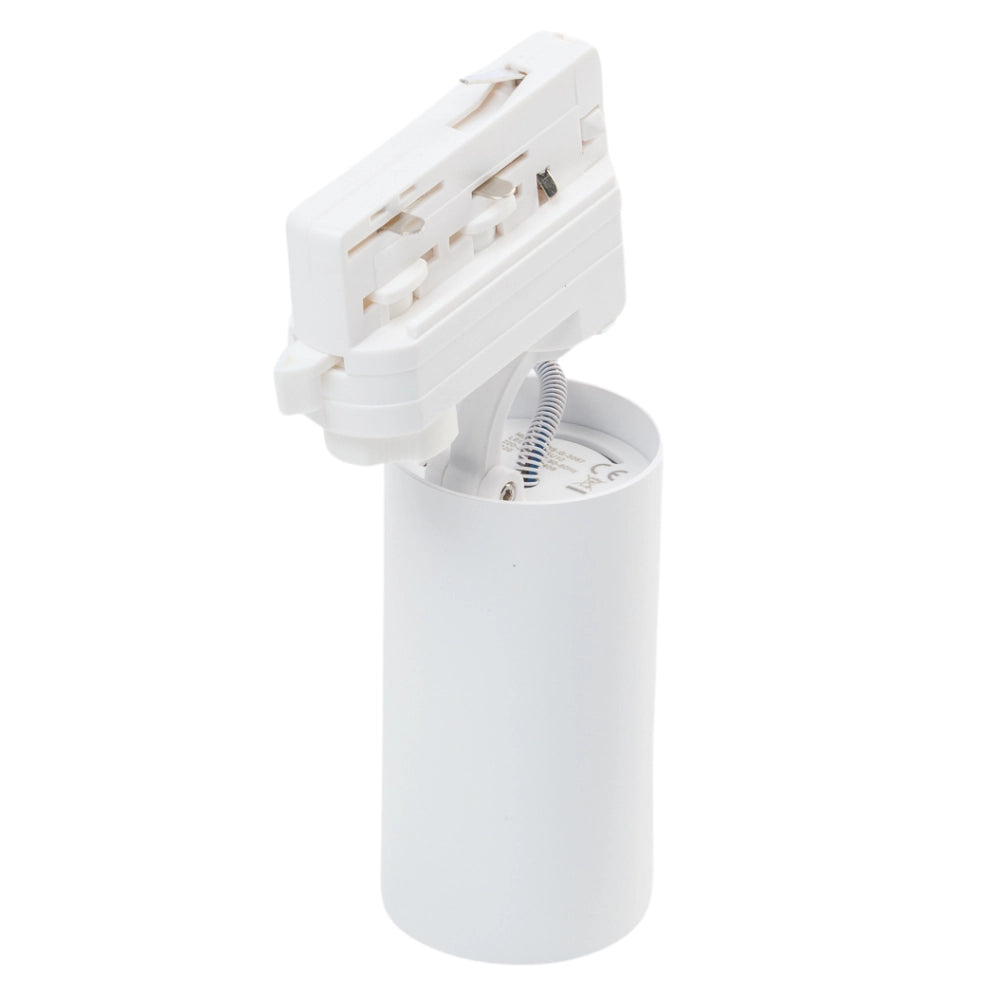 Witte 3-fase railspot adapter/connector voor stroomrails en verende aansluiting