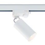 Witte railspot 3-fase met cilindrische lichtkap en warme lichtbundel