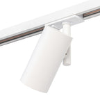 Witte cilinder railspot met kap en GU10 aansluiting op de rail