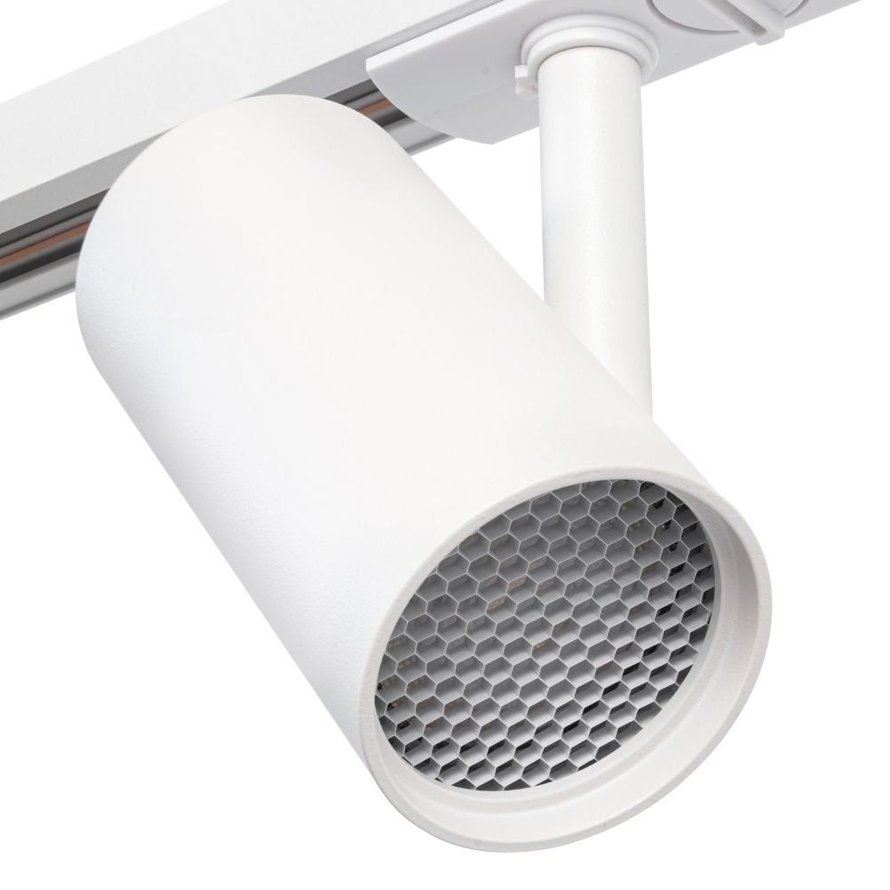 Witte GU10 spot met honingraat-lichtopening (Mesh) in cilindrische behuizing