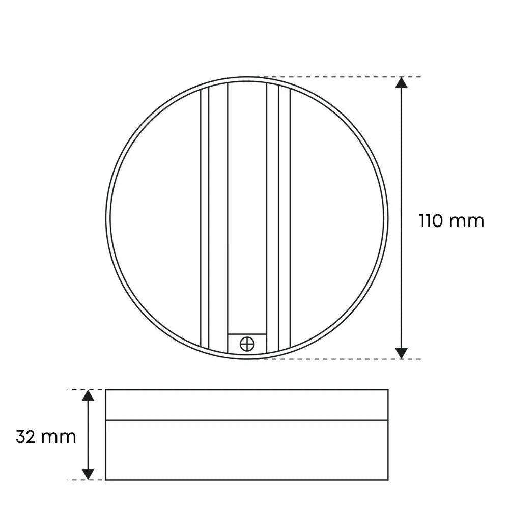 3-fase monopoint zwart met afmetingen: Ø110 mm en hoogte 32 mm