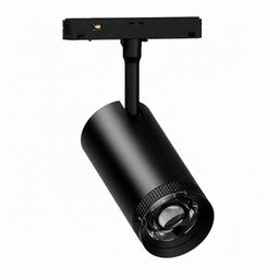 Zwarte railspot met cilindrische kop en ingebouwde reflector