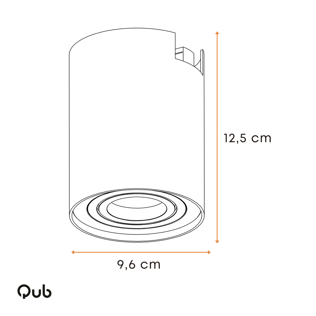 Zwarte GU10 railspot voor 1-fase rail, 12,5 x 9,6 cm