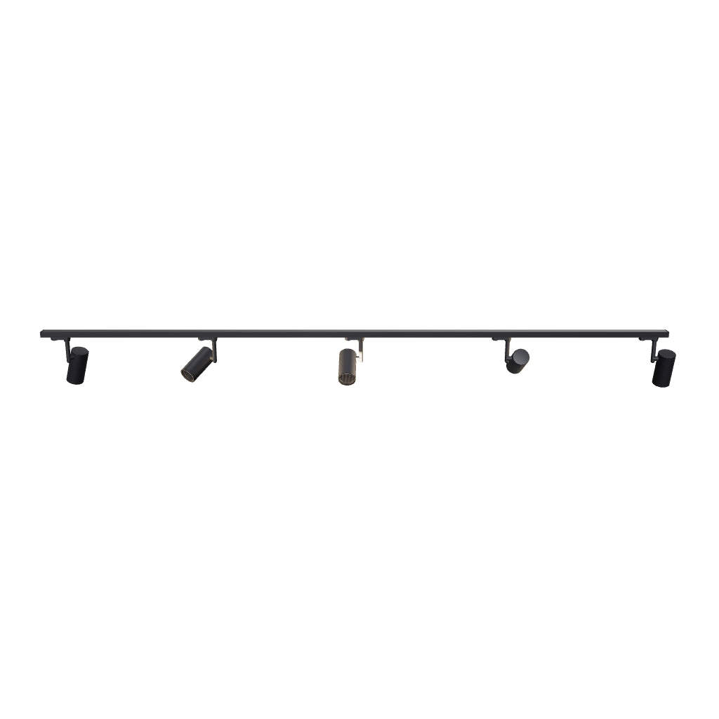 Focus III 200cm 5 Spots GU10-Schienensystem Schwarz
