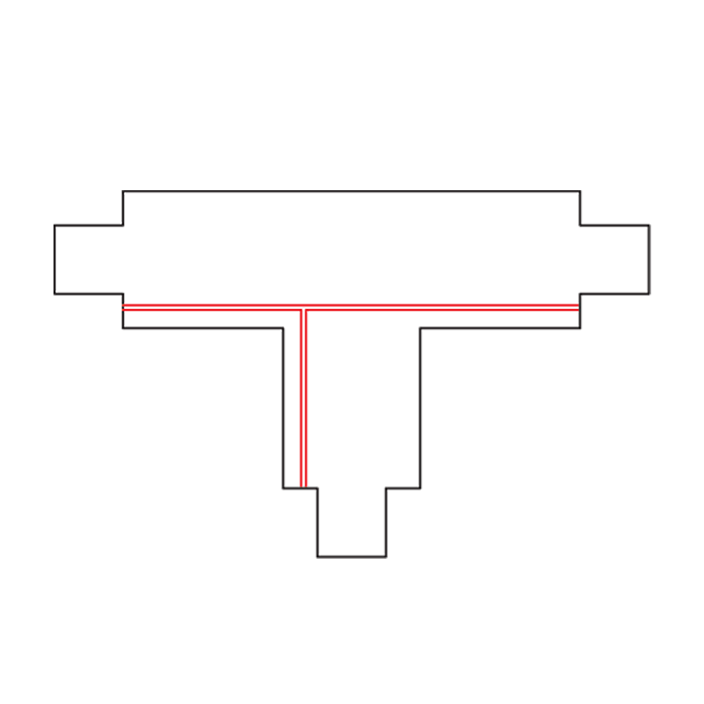 Interne links 3-fase T-railverbinder in wit, aansluitvorm zichtbaar