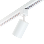 Witte railspot met kantelbaar armatuur en cilindrische behuizing