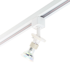 Witte railspot met opengewerkte behuizing en GU10-lamp