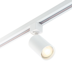 Witte railspot met GU10 fitting, verstelbare lampkop en warm lichtgevende ring