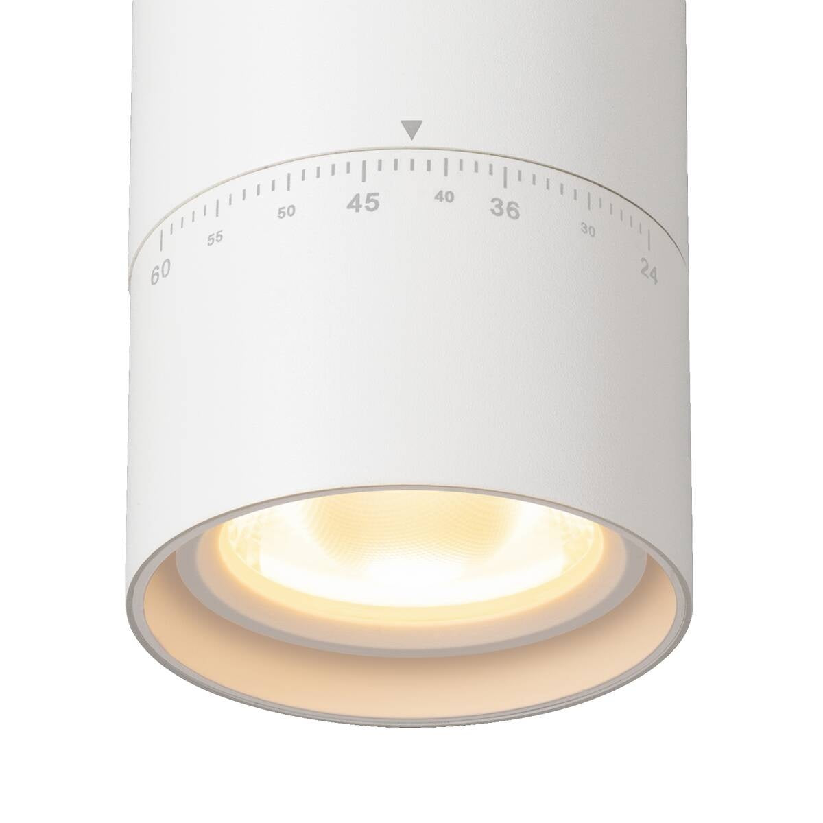 Witte LED-spot met frontlens en instelring met gradenmarkering
