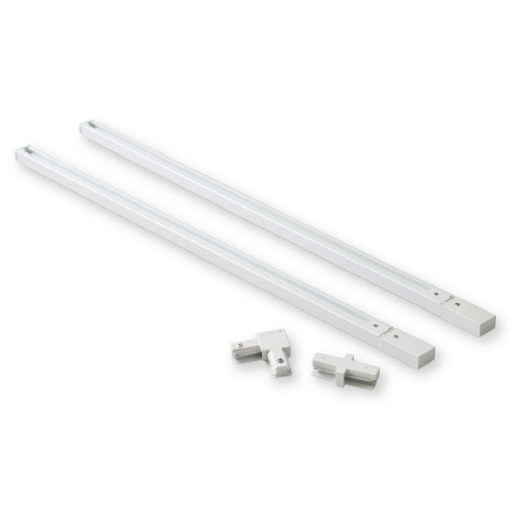 Witte starterset railverlichting met 2 m rails en koppelstukken voor 1-fase