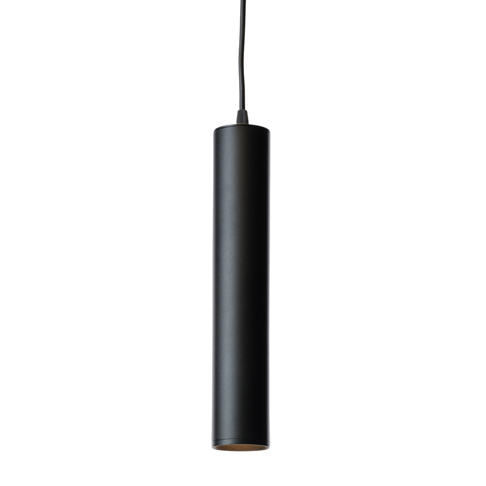 Zwarte cilindrische hanglampenkap met kabel