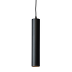 Zwarte cilindrische hanglampenkap met kabel