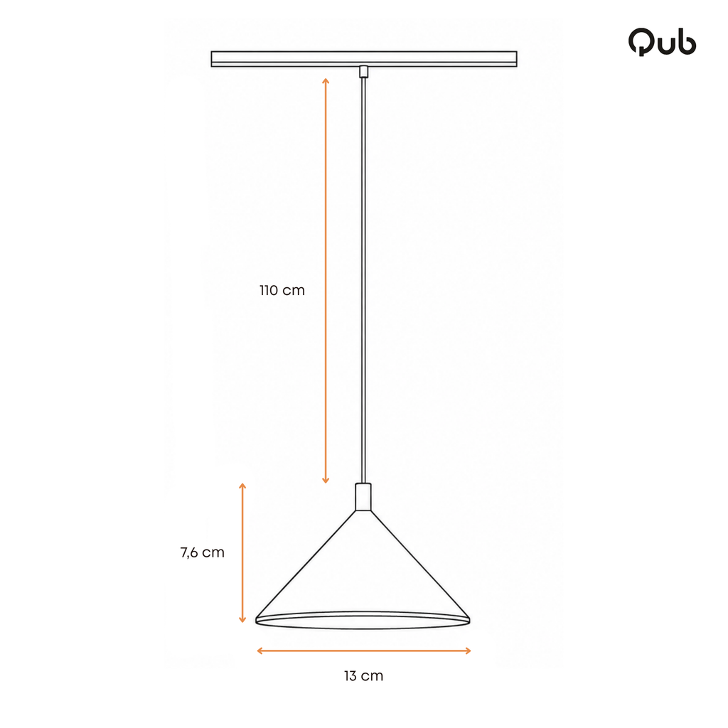 Zwarte hanglamp met kegelvormige kap voor magneetrail, 13 cm breed